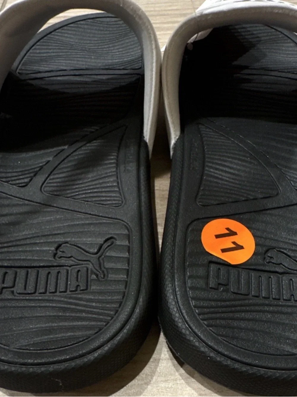 PUMA Cool Cat 2.0 Slide Sandals White/Black Logo Slip-On Men US 11